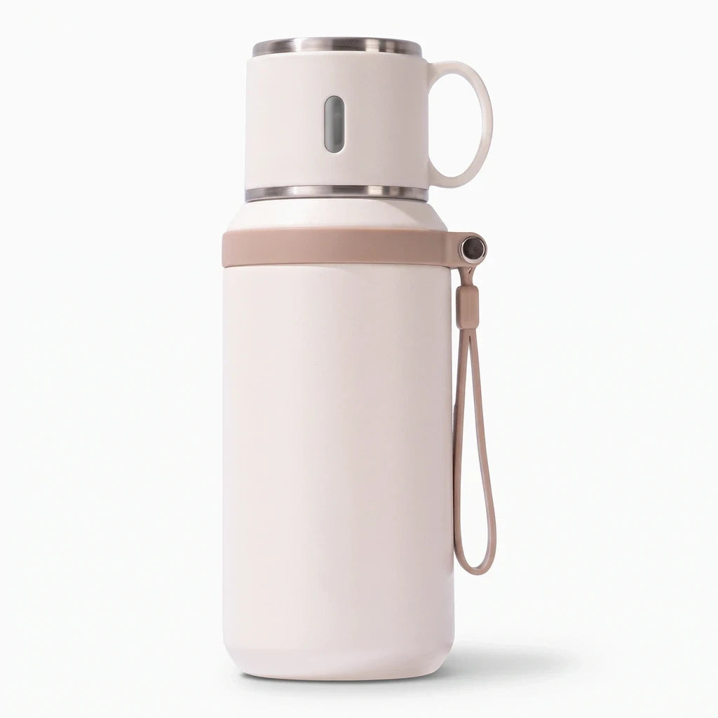 Tasse thermos professionnel blanc fermée, isolant thermique pour boissons chaudes