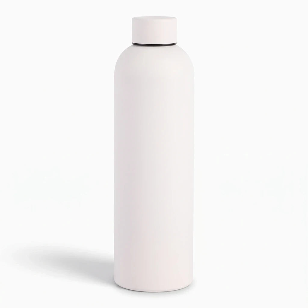 Thermos inox blanc à double paroi sous vide, idéal pour boissons chaudes et froides