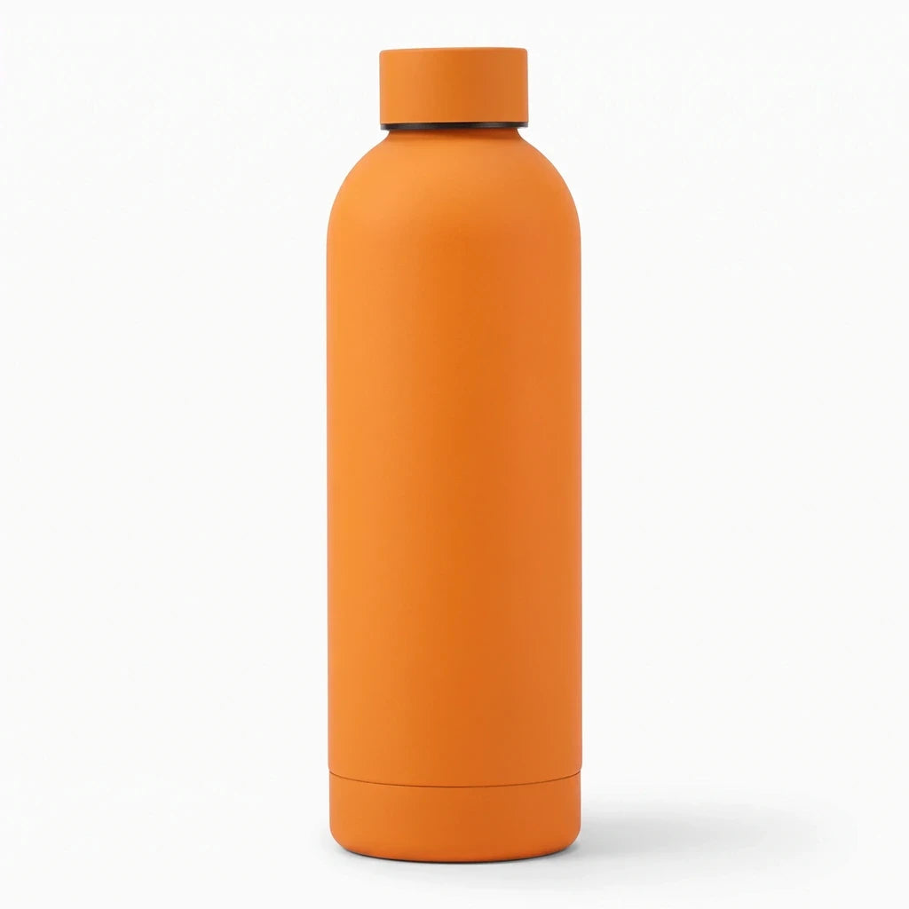 Thermos en inox orange 750 ml, isolation thermique performante pour usage sportif