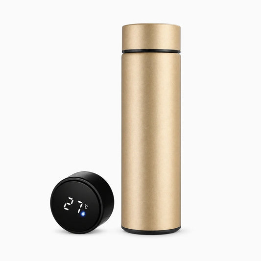 Thermos publicitaire 500 ml acier inoxydable avec écran numérique intégré au bouchon affichant la température