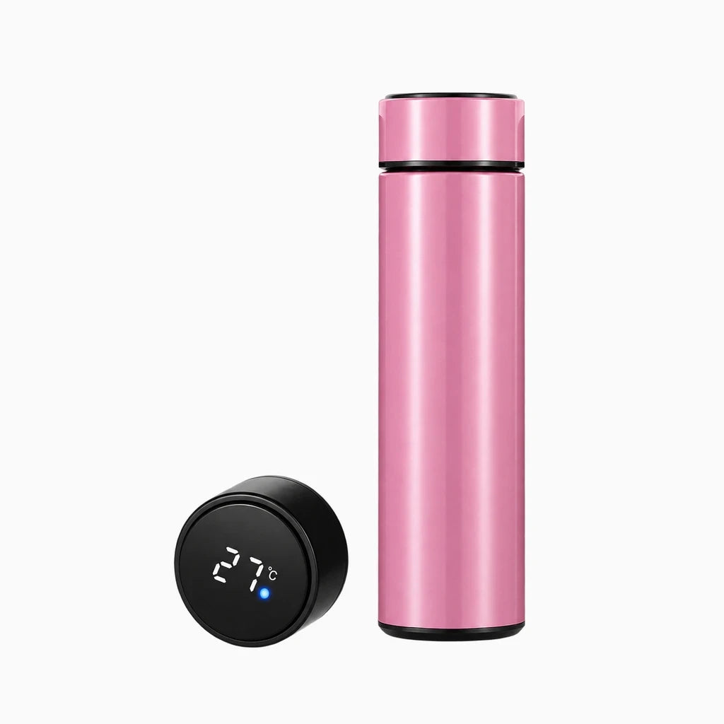 Bouteille isotherme double paroi sous vide bouchon vissé, coloris doré et blanc disponibles