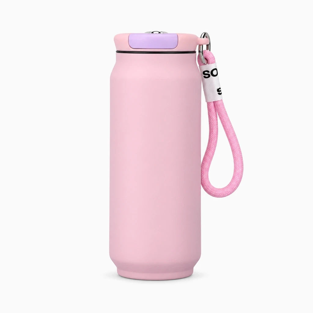 Bouteille isotherme noir brillant 500 ml, design compact pour extérieur et maison