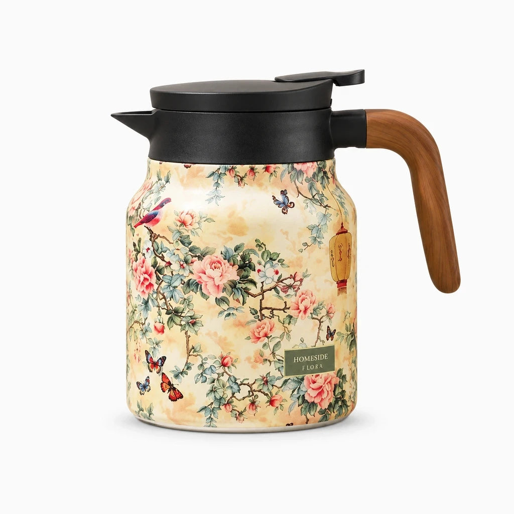 Thermos théière en acier inoxydable avec filtre anti-goutte intégré et bec verseur en V