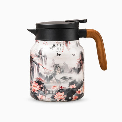 Petit thermos théière nomade avec anse ergonomique et couvercle hermétique